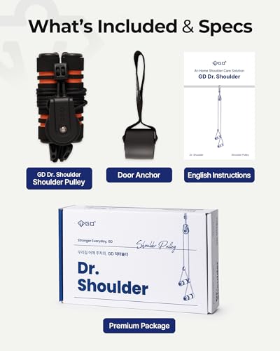 GD Soulder Pulley for Physical Therapy Dr. Shoulder Made in Korea - Adjustable Rope Exercise Equipment for Rotator Cuff, Frozen Shoulder Rehab & Range of Motion, Post Surgery Stretching | Door Anchor Included