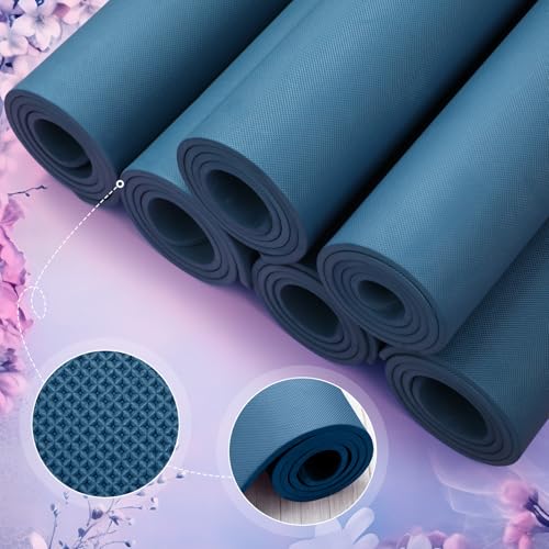 Timgle 6 Pcs 10mm Thick Yoga Mat Bulk 68 x 24 Inches Anti-slip Tear-resistant Exercise Mat Adult Gym Mats for Fitness, Stretching, Workout and Studio, Outdoor Yoga, Pilates