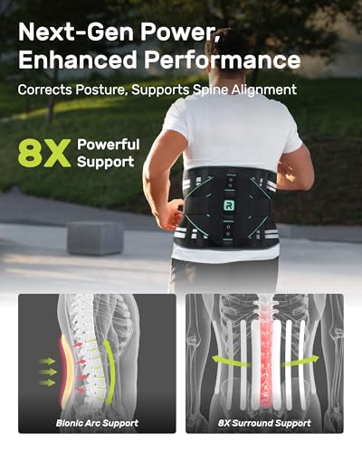 Rakiie Back Brace for Lower Back Pain Relief with 8 Stays - color: Blue, size: Large