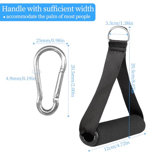 Gym Handles - Heavy Duty Cable Handles with 4 Carabiners for Resistance Bands, Strength Trainers, Home Exercise (Set of 4)