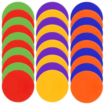 Poly Spots Spot Markers for Gym Floor 4.72inch 6inch 9inch 24/36 Pcs Non-Slip Rubber Floor Dots Round Agility Markers Flat Cones for Sports Soccer Basketball PE Training, Dance, Classroom