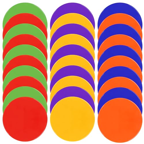 Poly Spots Spot Markers for Gym Floor 4.72inch 6inch 9inch 24/36 Pcs Non-Slip Rubber Floor Dots Round Agility Markers Flat Cones for Sports Soccer Basketball PE Training, Dance, Classroom