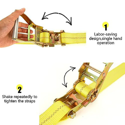 4 Pack 2 Inch Ratchet Straps Heavy Duty 20ft Tie Down Straps Ratchet with Double J Hook, 10000 LBS Break Strength, Cargo Ratchet Straps for Moving, Truck, Trailers, Motorcycles, Kayaks, Car Roof