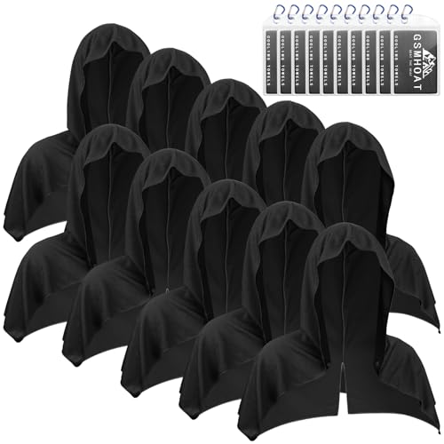 10 PCS Cooling Hoodie Towels, Head Cool Towel for Neck and Face, Sun Protection Cooling Hoodie for Sport, Workout, Gym, Outdoor Work - color: 10black