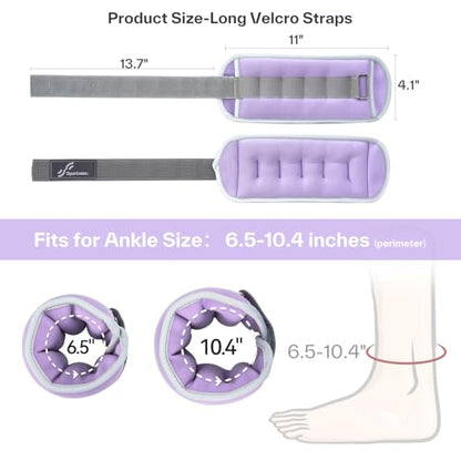 Sportneer Ankle Wrist Weights for Women Men, Pair of 1/2/4/6/10 LB Wearable Leg Arm Weights for Walking, Running, Pilates, Strength Training, Physical Therapy & Home Fitness
