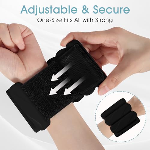 Wrist Weights – Ankle Wrist Weights for Women & Men – Adjustable Weighted Bangles Set (1 lb Each) | Arm and Leg Weights for Yoga, Pilates, Running & Walking - color: Black