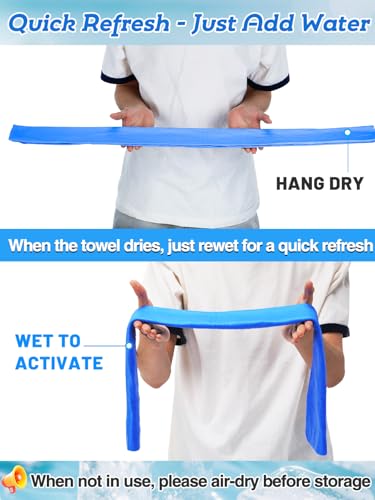 PVA Cooling Towels - Quick Chilly Gym Towel Lasts 5 Hours for Neck and Face Hot Weather, Highly Absorbent, UPF 50+ for Outdoor Workout Sports Golf (2Pcs 33.5" x 13", Blue)