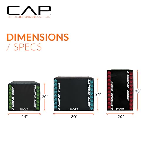 CAP Barbell 3-in-1 Foam Plyometric Jump Box – Adjustable Heights for Home Gym, HIIT, Step-Ups, Agility Drills & Strength Training