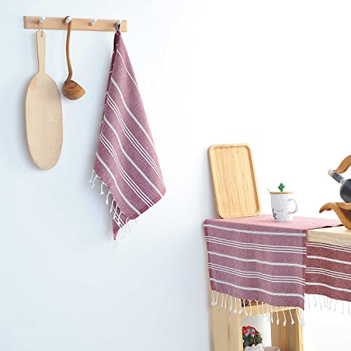 Cacala 100% Turkish Cotton Kitchen Tea Towels, Highly Absorbent Luxury Soft Quick Drying Dish Towel with Hanging Loop for Gym, Yoga, Bath, Sports, Cleaning and Kitchen (23 x 36), Burgandy - color: Burgandy