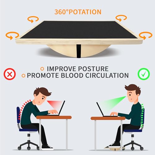 Balance Board Professional Wobble Board for Adults Anti-Slip for Physical Therapy Standing Desk Core Strength Wooden Rocker Board(350LBS) - size: 360° Balance Board (Wooden)