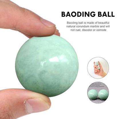 Traditional Chinese Baoding Balls, Marble Health Exercise Stress Relief Balls, Green, 2-Piece Set (Green, Medium-1.57")