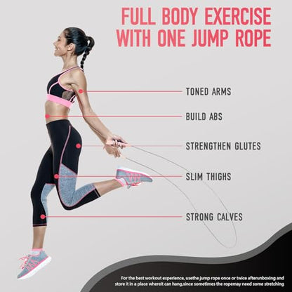 2 Pack Jump Rope for Kids, Lightweight Adjustable Jump Rope for Fitness, Tangle-Free Skipping Rope Speed Jumping Rope for Women Men, 2-Color