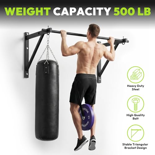 HANDBODE Wall Mounted Pull Up Bar for Doorway, 52''/36'' Chin Up Bar - color: 52” wall mounted pull up bar