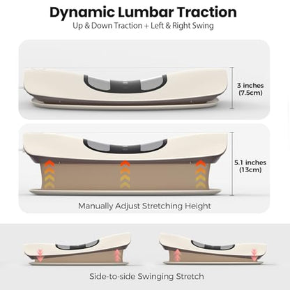 Quadruple Fusion Lower Back Massager for Back & Sciatica Pain Relief, Back Stretcher for Spinal Decompression, Lumbar Traction Device with Rocking Stretch & Height Adjust, Relaxation & Exercise Gift