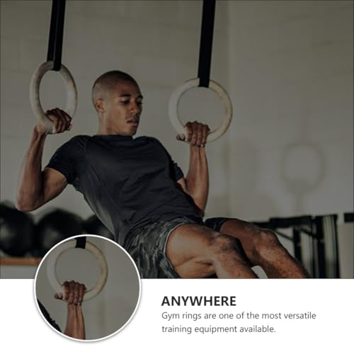 Wood Gymnastic Rings Fitness Rings Set with 4.5m Adjustable Straps 3.8cm Wide for Strength Training and Bodyweight Exercise at Home Or Outdoors