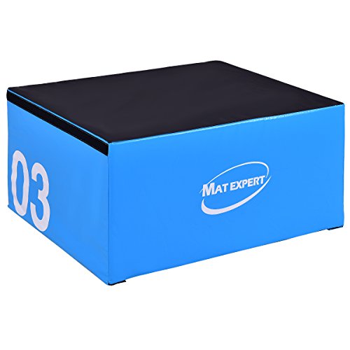 PVC Soft Foam Jumping Box Plyometric Exercise Fitness Safe Box (Blue 18" Height)