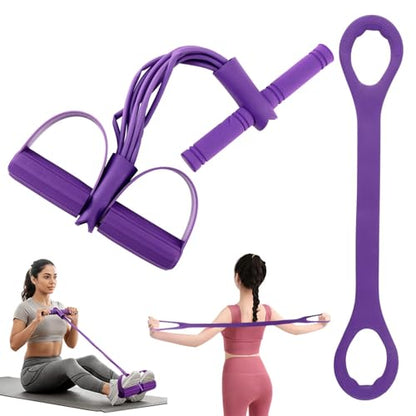 21 Fitness Resistance Bands-6 Tube Pedal Ankle Puller, Multifunction Tension Rope, Pedal Resistance Band with Handle Sit Up Exercise Equipment Home Gym Tummy Trainer for Men Women (Size:8 Tube)