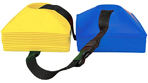 Square Disc Cones – Set of 24 Agility Cones for Sports Training – Durable Soccer Cones with Carry Strap – Ideal for Practice, Speed Drills & Field Training