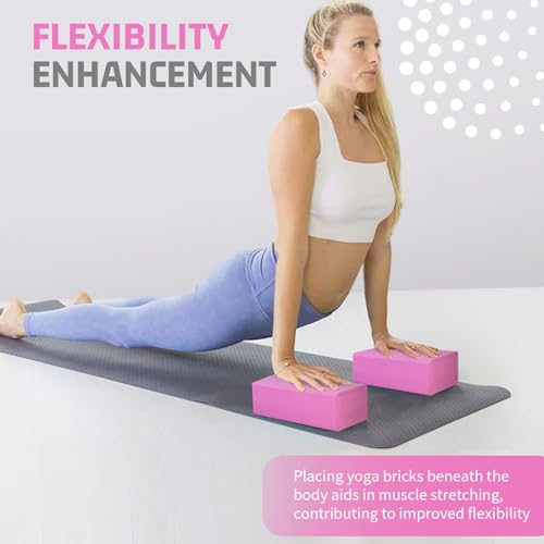 Yoga Blocks 2 Pack 3x6x9IN Foam Block Supportive Latex-Free with Rounded Edges, Non-Slip Exercise Blocks for Pilates, Meditation, Balance, Stretching and Deep Poses
