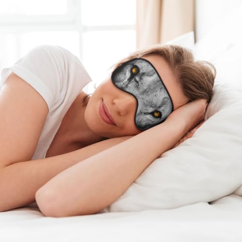 Golden Eyes Lion Face Sleep Mask Eye Mask with Adjustable Strap Eye Sleep Shade Cover Blocks Light for Women Men Airplane Travel Nap - color: Golden Eyes Lion Face