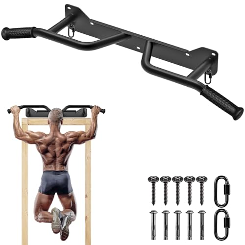 SELEWARE Heavy Duty Welded Pull Up Bar Wall/Joist/Ceiling Mount Chin Up Bar - color: D1: Black Wall Mount Pull Up Bar
