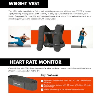 STEPR Professional Home Gym Transformation Kit – 10lb Weighted Training Vest, Elite Resistance Band System, Bluetooth Heart Rate Monitor & Booty Bands