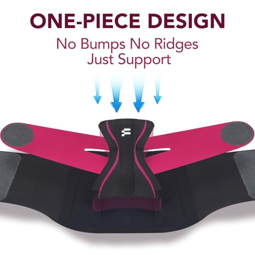 0.5mm Ultra Thin Back Brace for Women Men, Seamless Yoga Fabric for All Day Comfort, Wear under Clothes, Enhanced Lumbar Pad for Lower Back Pain Relief, Sciatica, Posture, Lifting, Rose, Size L