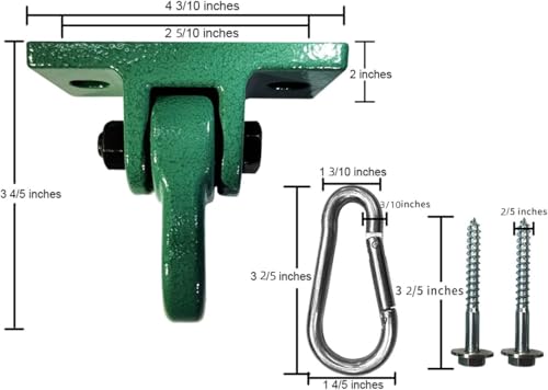 ABUSA Heavy Duty Green Swing Hangers Screws Bolts Included Over 5000 lb Capacity Playground Porch Yoga Seat Trapeze Wooden Sets Indoor Outdoor 2 Pack