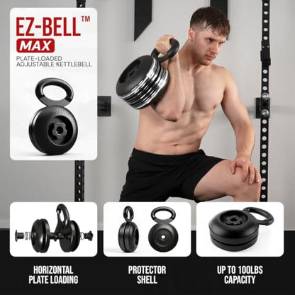 Kensui EZ-BELL Adjustable Kettlebell Handle for Weight Plates - size: MAX (220LB Capacity)