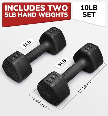 Adjustable Dumbbell Set of 2, 10LB 20LB 30LB Weight Set - color: Black, size: 10 lbs Total-(5LB Each)