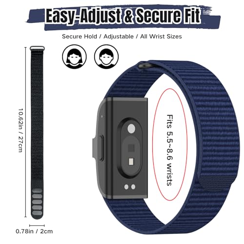 CAMTOVGCA Nylon Loop Compatible with Hume Band, Nylon Replacement Strap, Soft Adjustable Breathable Sport Wristband for Fitness Tracker - color: Blue