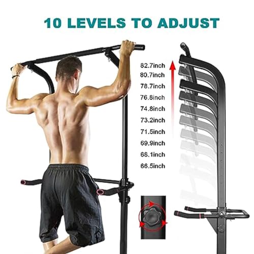 Power Tower Workout Dip Station Pull Up Bar, Height Adjustable Multi-Function Dip Stand for Home Gym, Strength Training Fitness Equipment