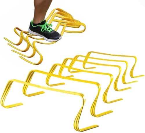 Japard Ultra Durable Agility Hurdles for Athletes of All Skill Levels, 6pcs of 7.8 inch Tall Hurdles, Bright Yellow Color, Made of Durable, Composite Materials, Easy to Set up & Transport