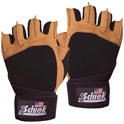 Schiek Sports Model 425 Power Series Weight Lifting Gloves - Leather Gym Gloves with Padded Palms - size: Large