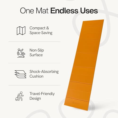 Folding Yoga Mat, TPE Folding Yoga Mat, Foldable Exercise Mat for Yoga, Pilates, Floor Workouts, Compact Design, Travel Friendly, Ideal for Home & Gym, Knee pad, Kneeling pad, No Roll Mat