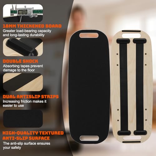 Balance Boards for Adults, Adjustable Surf Balance Board Trainer, Wooden Balance Board with Roller, Training Core&Balance Abilities Balance Board Trainer, Surf Trainer & Physical Therapy