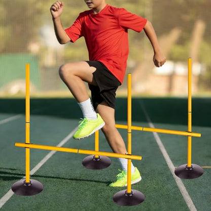 2.6FT Speed Agility Training Hurdles Set Adjustiable Height Jumping Hurdles Soccer Agility Poles for Beginner and Student - style: Pack of 6