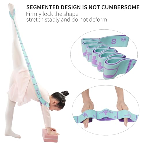 Extended 8 Loops Kids' Elastic Band – Adjustable Dance & Gymnastics Stretch Strap for Children's Training, Yoga, Pilates, and Ballet Resistance Home Workout - color: Blue