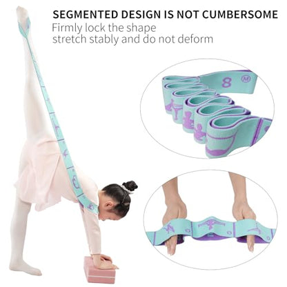 2 PCS Adjustable Extended Children's Stretching Straps with 8 Loops, Multi-Functional Elastic Stretch Bands for Gymnastics, Dance, Latin Training, Ballet, Exercise, Yoga - color: Blue+Pink