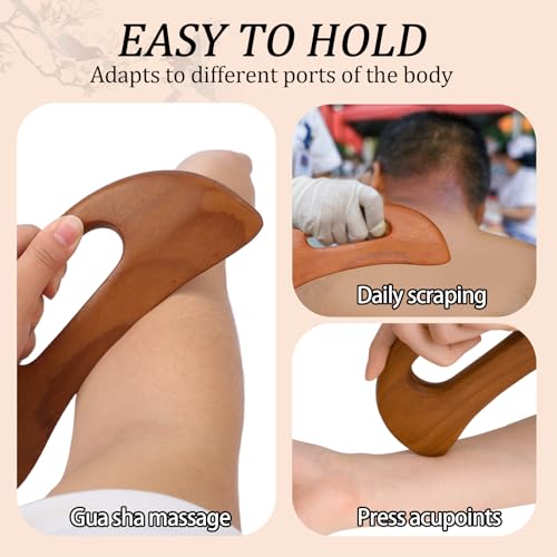 Wooden Cellulite Massager, Body Guasha Tool Lymphatic Drainage Massager Muscle Scraper Back Massage Tool Relieve Muscle Fatigue, Body Gua Sha Paddle Anti Cellulite Tool for Women and Men