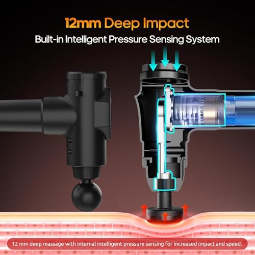 AERLANG Massage Gun with Heat Deep Tissue Back Massager Neck Massager for Pain Relief,Muscle Percussion Massage Gun, Birthday Gifts for Men Women Dad him Handheld Message Gun with 7Heads&Silent - color: Black