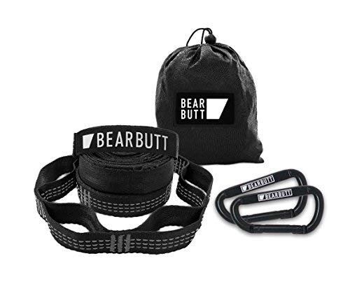 Bear Butt Kodiak Hammock Straps for Trees - 20 Feet Long, 40 Combined Loops - Holds 1000 Pounds - Camping Accessories With Carabiner - color: Grey