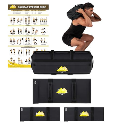 Sandbags for Working Out (Unfilled) - Enhance Your Fitness with Our Workout Sandbag, Versatile & Durable Sand Bags for Weight Training | 10-50 lbs Sand Bag for Exercise – Dark Gray - Guide Included
