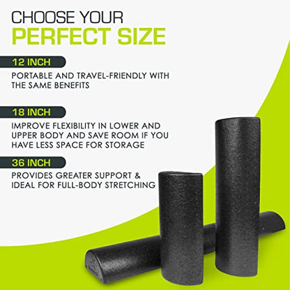 ProsourceFit High Density Foam Rollers - inches long. Firm Full Body Athletic Massager for Back Stretching, Yoga, Pilates, Post Workout Trigger Point Release - color: Black - 36"x 3"