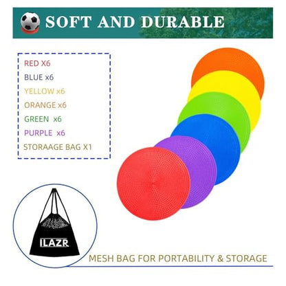 LAZR Non Slip Agility Marker Aggregate Dots 4.72 inch 9 inch Floor Dot Marker for Classroom Dance Sports Football Basketball Speed Agility Training - style: 9inch 36pcs