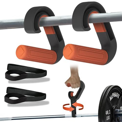 Pull Up Handles Neutral Grip: Portable Barbell Grip with 2 Detachable Straps for Cable Machine LAT Pull Down T-bar Row Deadlift Shrug - color: Orange