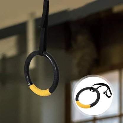 TEHAUX 1 Pair Gymnastic Rings with Adjustable Straps Home Gym Exercise Pull up Rings for Strength Training and Bodyweight Workout for Indoor and Outdoor Calisthenics