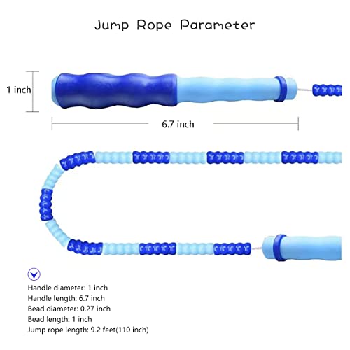 Jump Rope for Kids Girls and Boys, Soft Beaded Jump Ropes, Adjustable Skipping Rope, Tangle-Free Segmented Rope for Kid and Women Men Adults Exercise, Keeping Fit, Training - 9.2Ft - color: BluePink2
