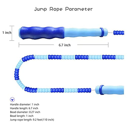 Jump Rope for Kids Girls and Boys, Soft Beaded Jump Ropes, Adjustable Skipping Rope, Tangle-Free Segmented Rope for Kid and Women Men Adults Exercise, Keeping Fit, Training - 9.2Ft - color: Green and Purple