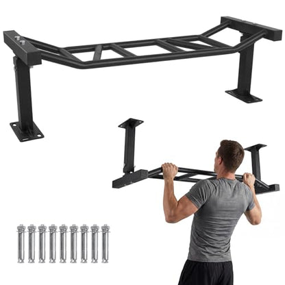 Pull Up Bar Wall Mounted, 47" Supports to 600 Lbs Heavy Duty Multi-Grip Pull Up Bar, Adjustable Height Ceiling Mount Chin Up Bar for Home Gym Equipment